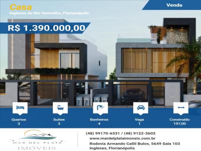 Casa para Venda, em Florianpolis, bairro Ingleses do Rio Vermelho, 3 dormitrios, 4 banheiros, 3 sutes, 1 vaga