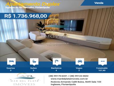 Apartamento Duplex para Venda, em Florianpolis, bairro Ingleses do Rio Vermelho, 3 dormitrios, 4 banheiros, 3 sutes, 2 vagas